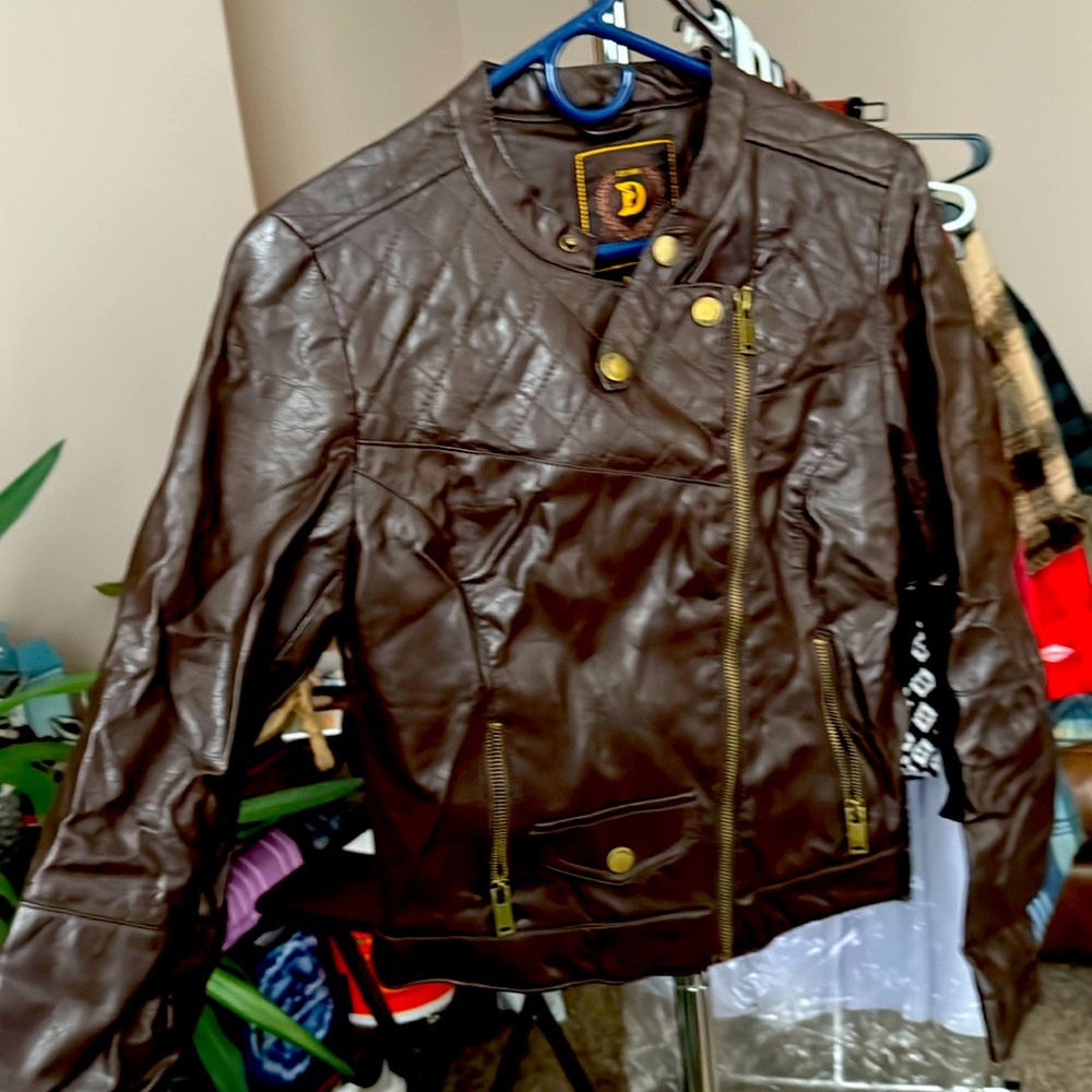 Brown faux leather jacket